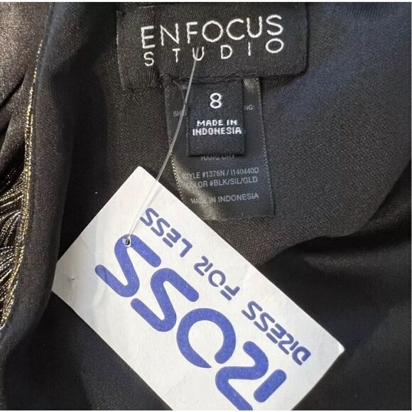 En Focus Studio Size 8 Black And Gold Sleeveless Cocktail Party Shift Dress Tie - Picture 8 of 11